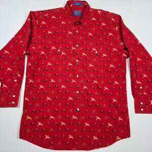 Pendleton Shirt Mens Medium Horse Riding Equestrian Western Pearl Snap Red